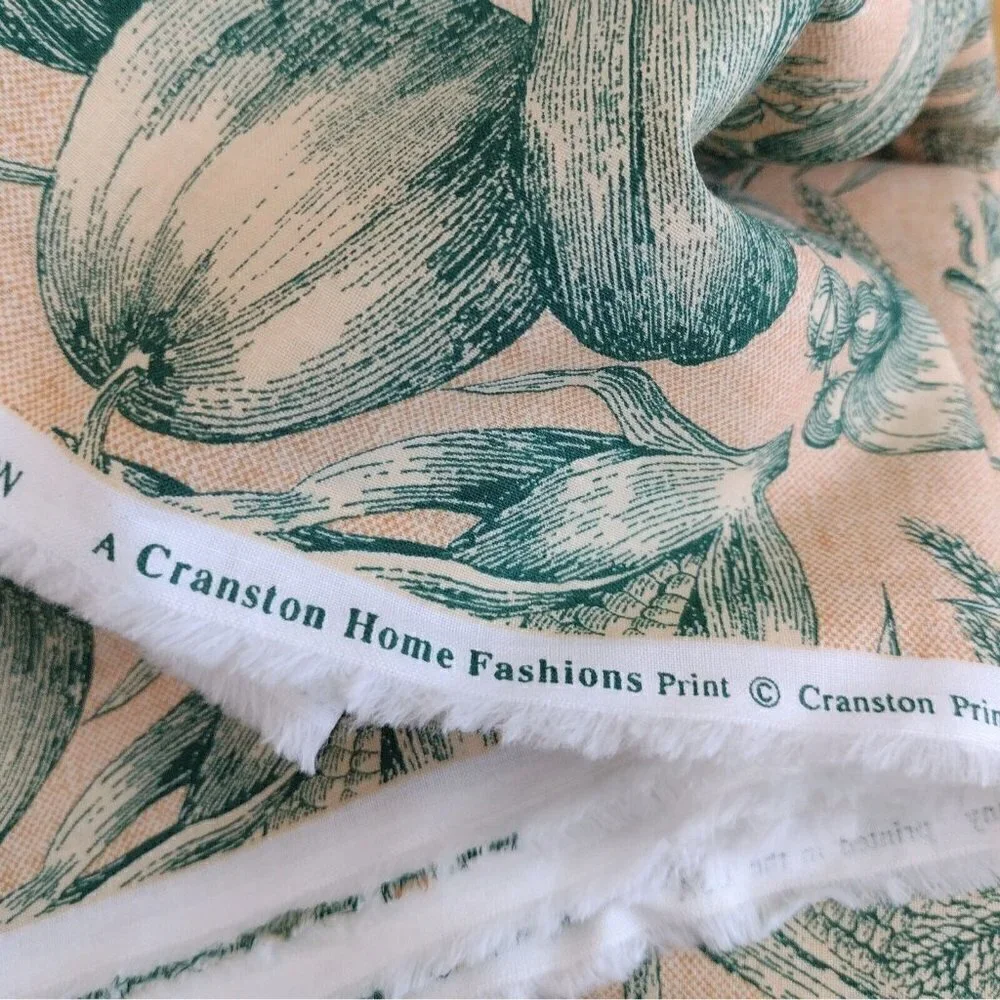 Cranston Home Fashions Fabric Fall Harvest Vegetables Tan Green 5.44 Yds X 60" W - Picture 4 of 4